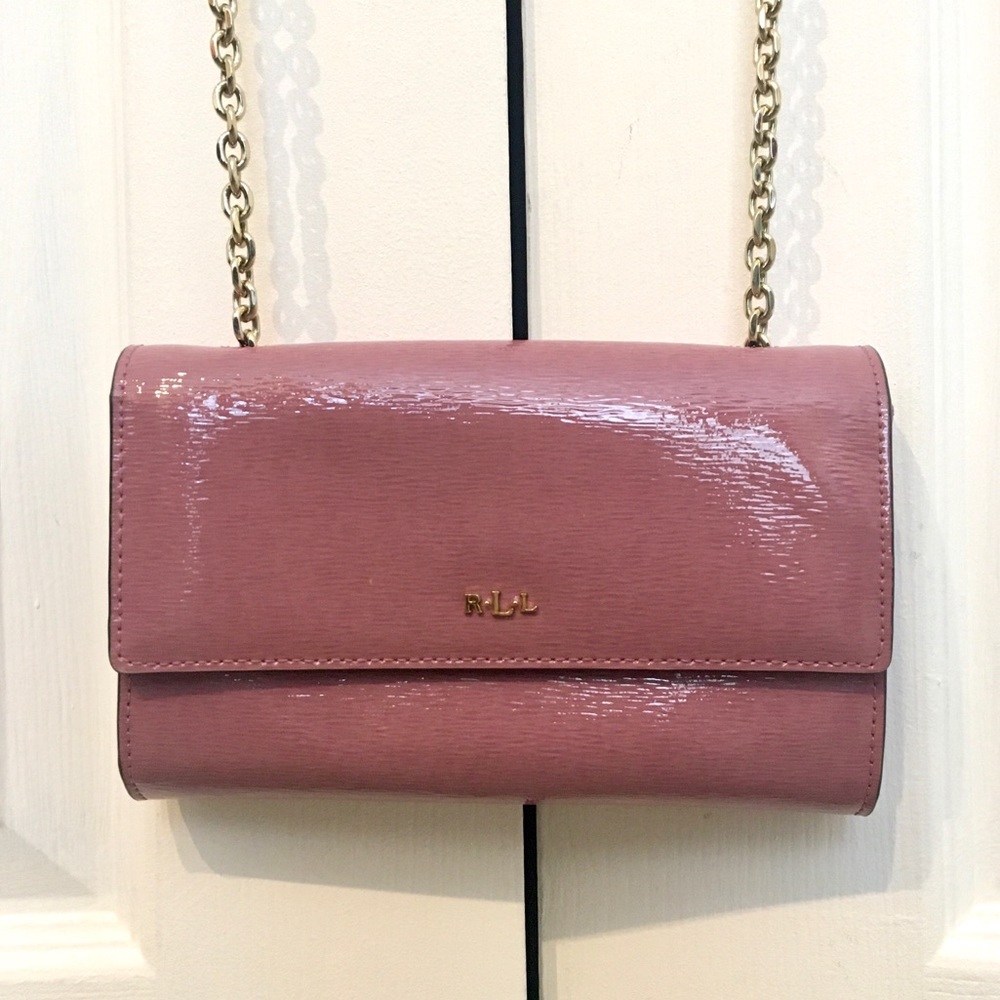 Ralph Lauren Patent Leather Pink Crossbody Bag